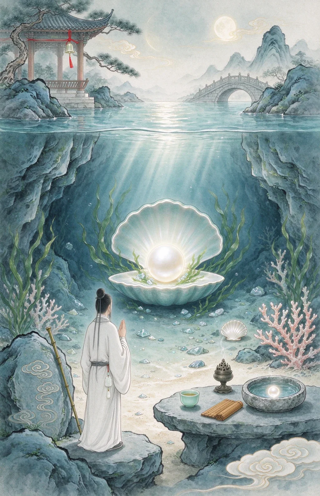 Chinese-inspired illustration for The Pearl Revealed (明珠初現)