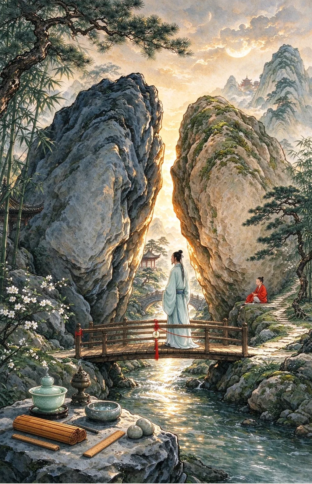 Chinese-inspired illustration for The Paired Stones (雙石相依)