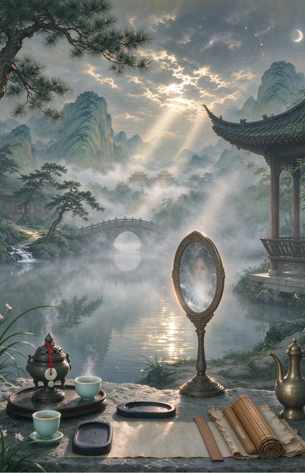 Chinese-inspired illustration for The Misty Mirror (霧鏡難明)