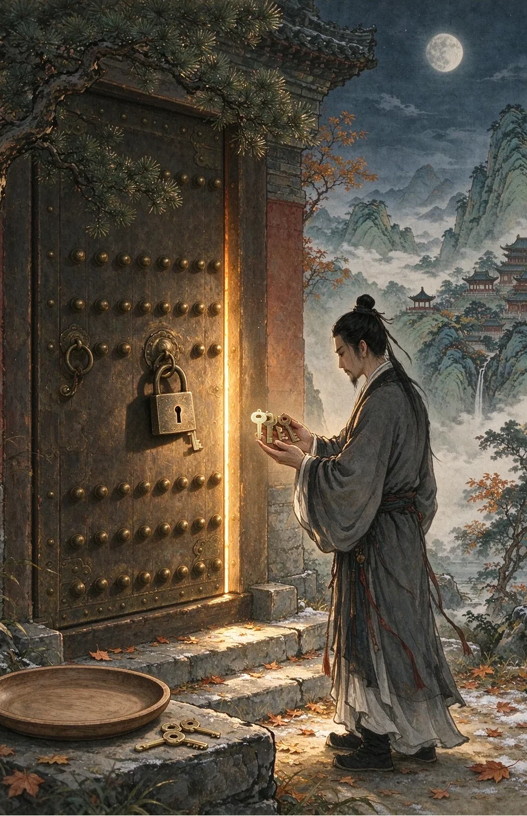 Chinese-inspired illustration for The Closed Gate (門扉未啟)